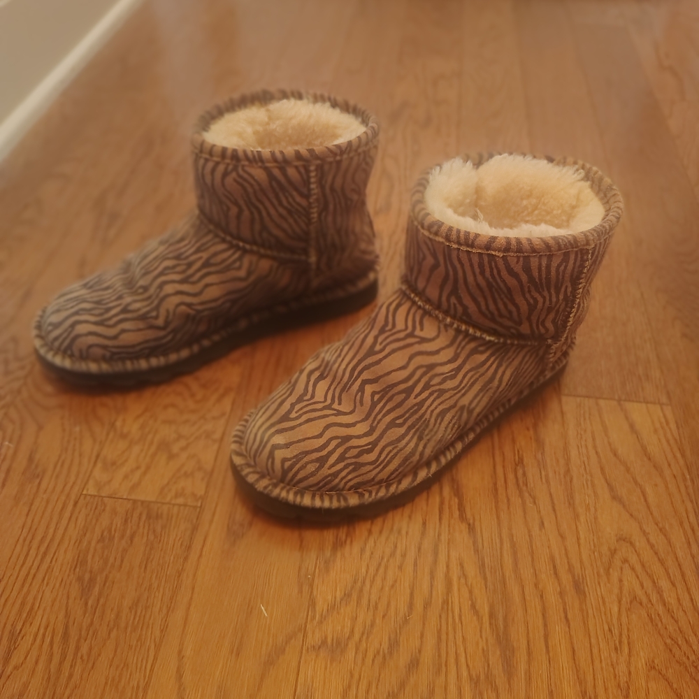 BearPaw Zebra Print Ankle Boots